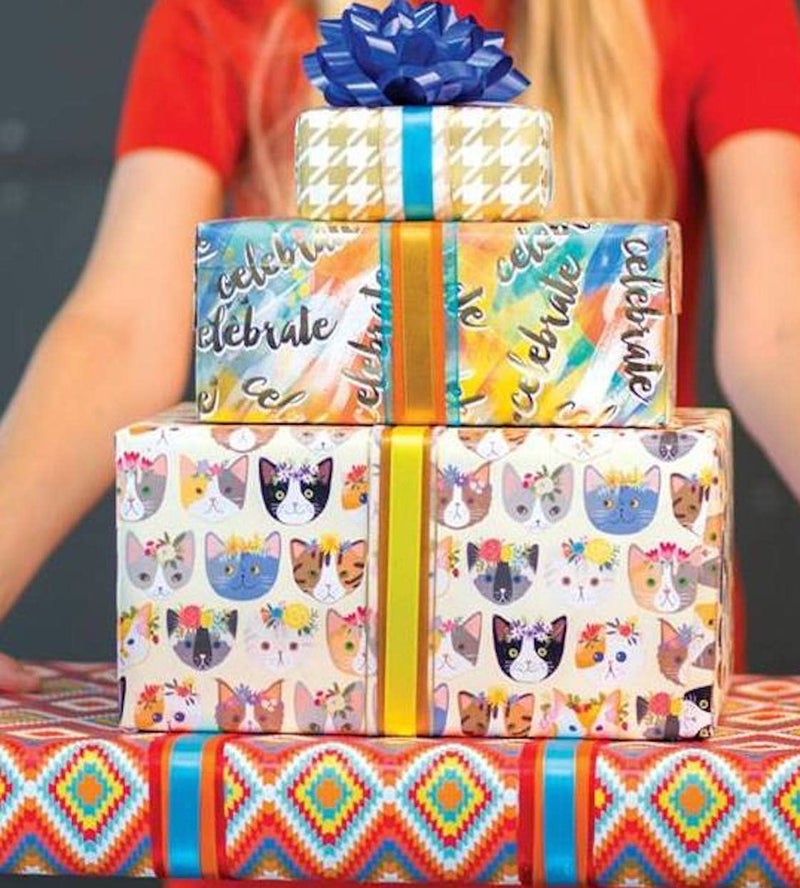 Colors of Rainbow Flat Sheet Wrapping Paper Featuring Cute Kitties Wearing Flower Crowns with a Floral Flair Gift Wrap (Kitty Cat) - Image 5